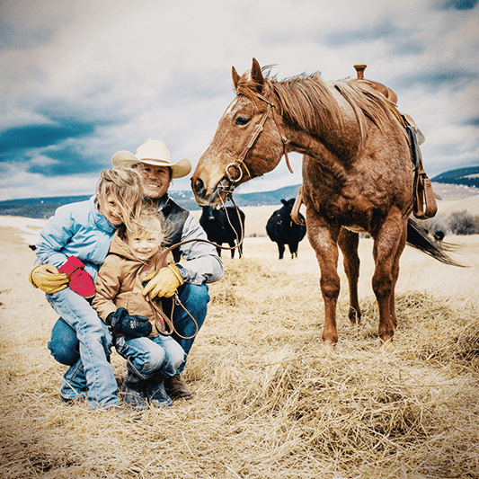 Tim Sheehy with his girls on his ranch.